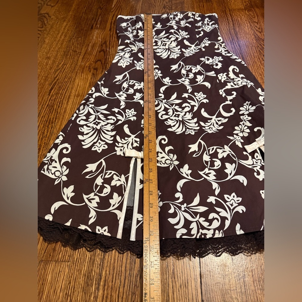 Vintage Y2k A.Byer Brown and Cream Dress Size 9 - Picture 13 of 14